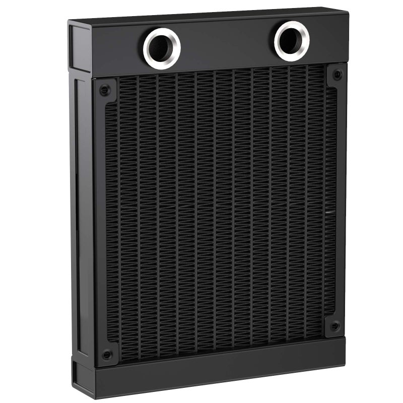 CLYXGS 120mm Black Aluminum Water Cooling Radiator, 12 Pipe G1/4 Thread Heat Exchanger for PC CPU Cooling System - Image 1